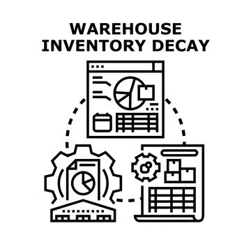 Warehouse inventory decay management optimizing logistics supply chain Stock Illustration