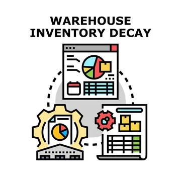 Warehouse inventory decay management optimizing logistics supply chain Stock Illustration