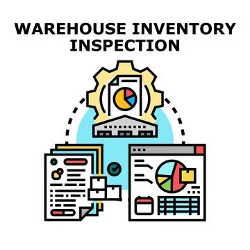 Warehouse inventory inspection process managing logistics 스톡 일러스트