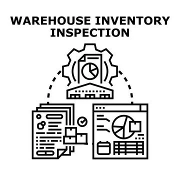 Warehouse inventory inspection process managing logistics Stock Illustration