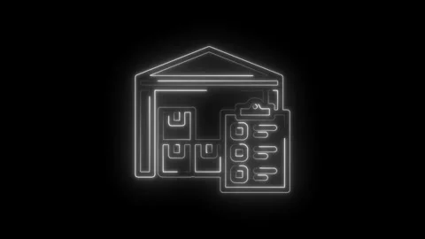 Warehouse inventory management checklist neon icon animation on black background Stock Footage 333969091