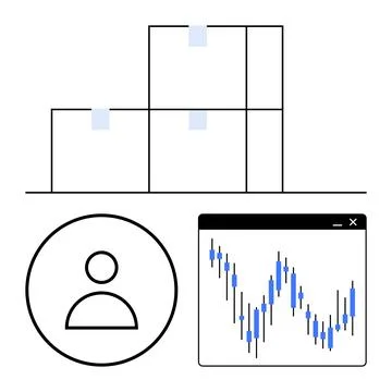 Warehouse Inventory Management Concept with User Icon and Data Analysis Chart 스톡 일러스트