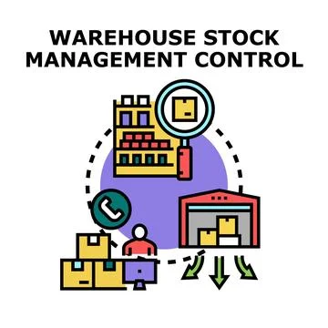 Warehouse inventory management system controlling products delivery Stock Illustration