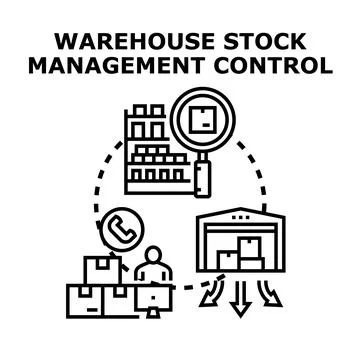 Warehouse inventory management system controlling products delivery Stock Illustration