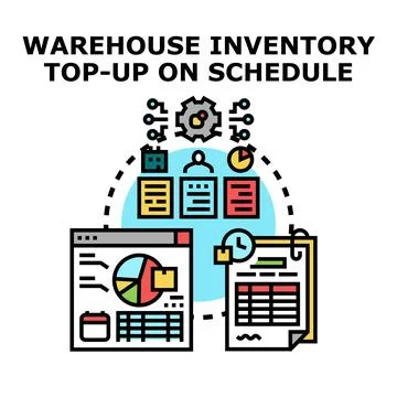 Warehouse inventory management system planning and optimization concept Stock Illustration