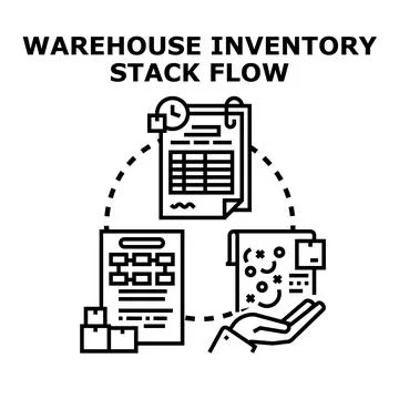 Warehouse inventory stack flow management process Stock Illustration