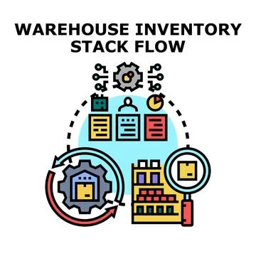 Warehouse inventory stack flow management process concept Stock Illustration