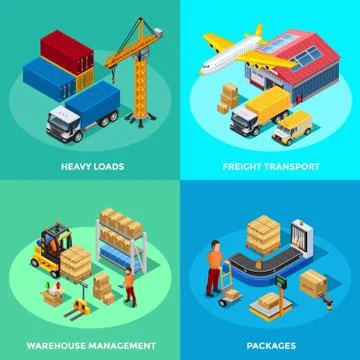 Warehouse Isometric 2x2 Icons Set Illustrazione stock