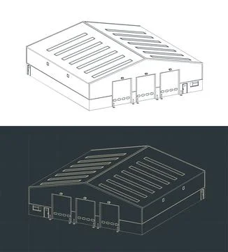 Warehouse isometric blueprints illustrations Stock Illustration