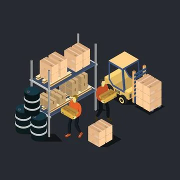 Warehouse isometric illustrator on background Stock Illustration