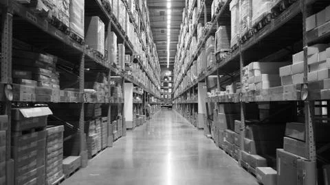 Warehouse large storage or cargo for distribution. Stock Photos