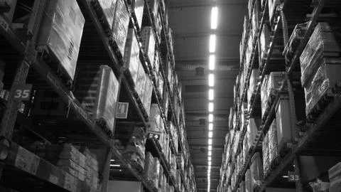Warehouse large storage or cargo for distribution. Stock Photos