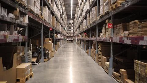Warehouse large storage or logistic or cargo for distribution. Stock Photos