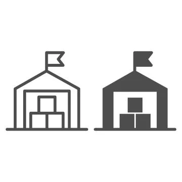 Warehouse line and solid icon, transportation delivery service symbol, storage イラスト素材