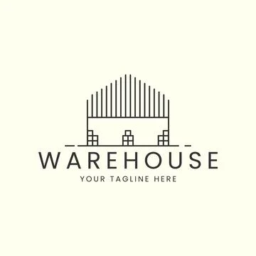 Warehouse with linear style logo vector illustration design, store house logo Stock Illustration