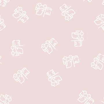 Warehouse loader with box line vector seamless pattern Stock Illustration