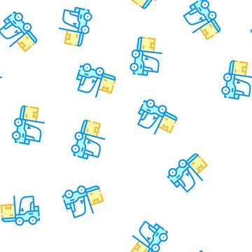 Warehouse loader with box vector seamless pattern Stock Illustration