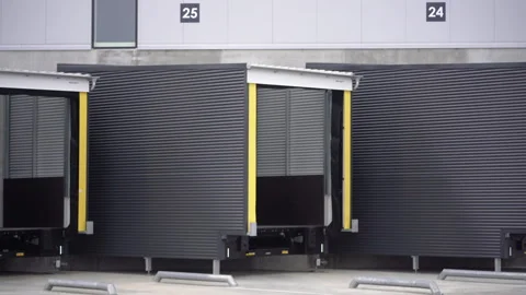 Warehouse loading dock with loading bays and platforms. Stock Footage 335522766