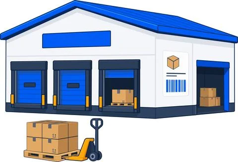 Warehouse Loading Dock for Logistics and Distribution Stock Illustration
