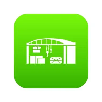 Warehouse for loading icon green vector Illustrazione stock