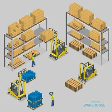 Warehouse loading isometric vector illustration. Stock Illustration