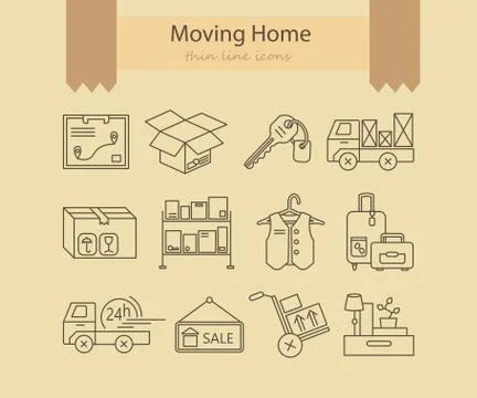 Warehouse logistic thin line icons. Stock Illustration