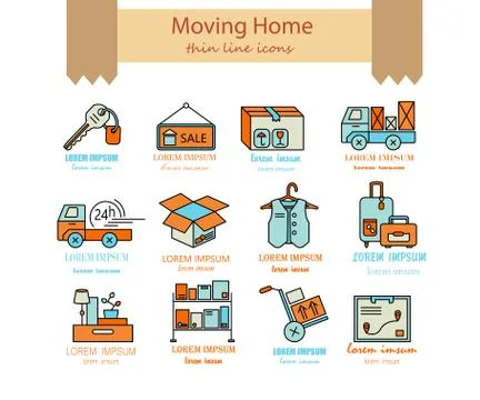 Warehouse logistic thin line icons. Stock Illustration