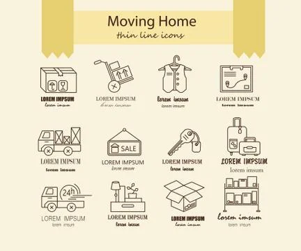 Warehouse logistic thin line icons. Illustrazione stock