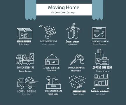 Warehouse logistic thin line icons Stock Illustration