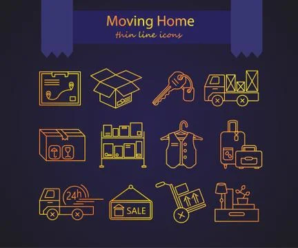 Warehouse logistic thin line icons Stock Illustration