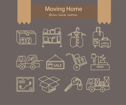 Warehouse logistic thin line icons Stock Illustration