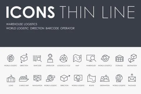 WAREHOUSE LOGISTIC Thin Line Icons Stock Illustration
