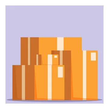 Warehouse logistics with cardboard boxes stacked and ready for shipping Stock Illustration