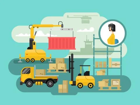 Warehouse logistics concept design Illustrazione stock