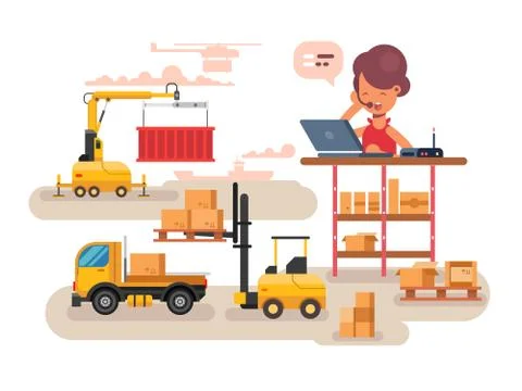 Warehouse logistics concept design Illustrazione stock