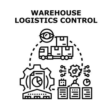 Warehouse logistics control system managing global supply chain Stock Illustration