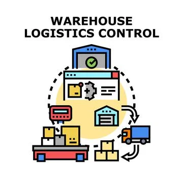 Warehouse logistics controlling system concept illustration 스톡 일러스트