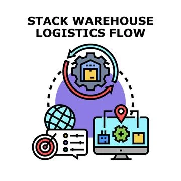 Warehouse logistics flow planning and management concept Stock Illustration