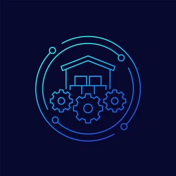 Warehouse, logistics optimization line vector icon Illustrazione stock