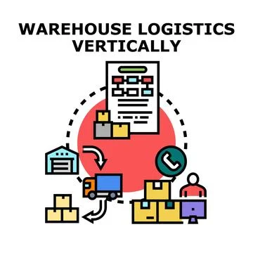 Warehouse logistics process delivering goods and packages Stock Illustration