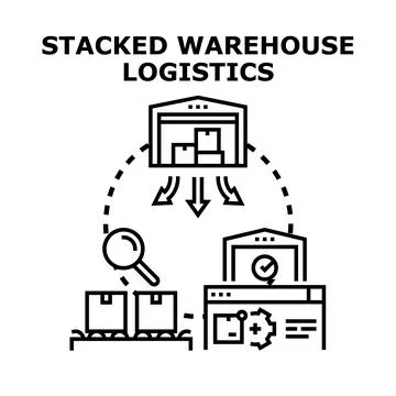 Warehouse logistics process managing inventory and delivery system 스톡 일러스트