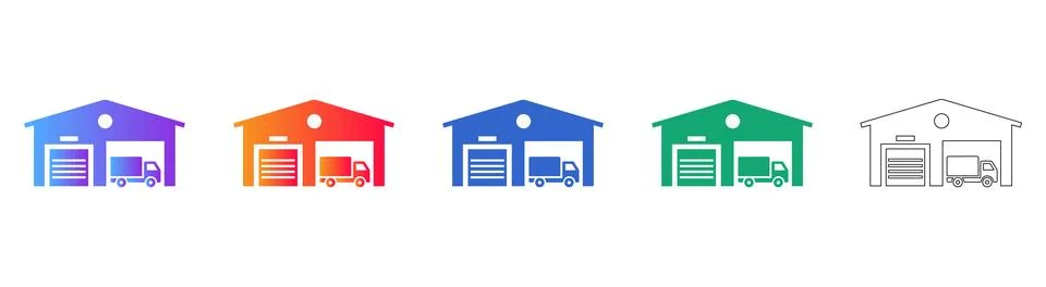 Warehouse Logistics Truck Loading Icon Set Stock Illustration