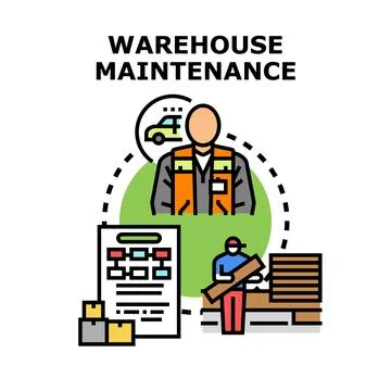 Warehouse maintenance service concept with inventory management Stock Illustration