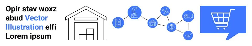 Warehouse Management and E-Commerce Integration with Supply Chain Network Stock Illustration