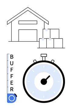 Warehouse Management and Time Buffer Concept with Stopwatch and Inventory Box 스톡 일러스트