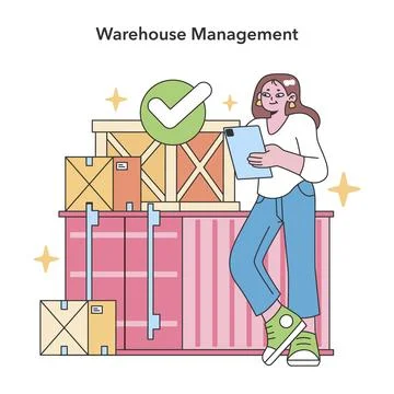 Warehouse Management concept. Flat vector illustration. Illustrazione stock