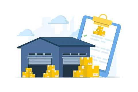 Warehouse management concept, inventory control, storage organization. Stock Illustration