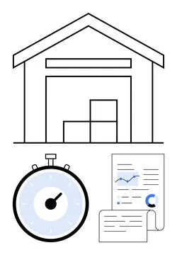 Warehouse Management Efficient Storage, Time Tracking, and Performance Analys Stock Illustration