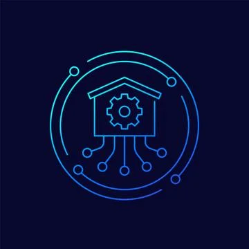 Warehouse management icon, linear design Stock Illustration