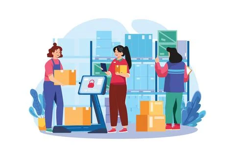 Warehouse management Illustration concept on white background Stock Illustration